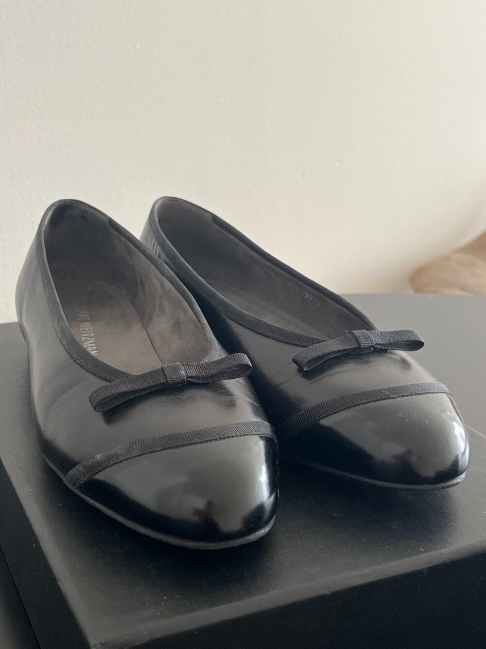 Stuart Weitzman Black Cap Toe Flats - Size 39.5